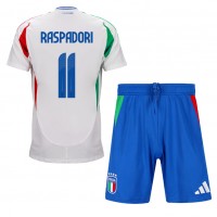 Fotbalové Dres Itálie Giacomo Raspadori #11 Dětské Venkovní ME 2024 Krátký Rukáv (+ trenýrky)
